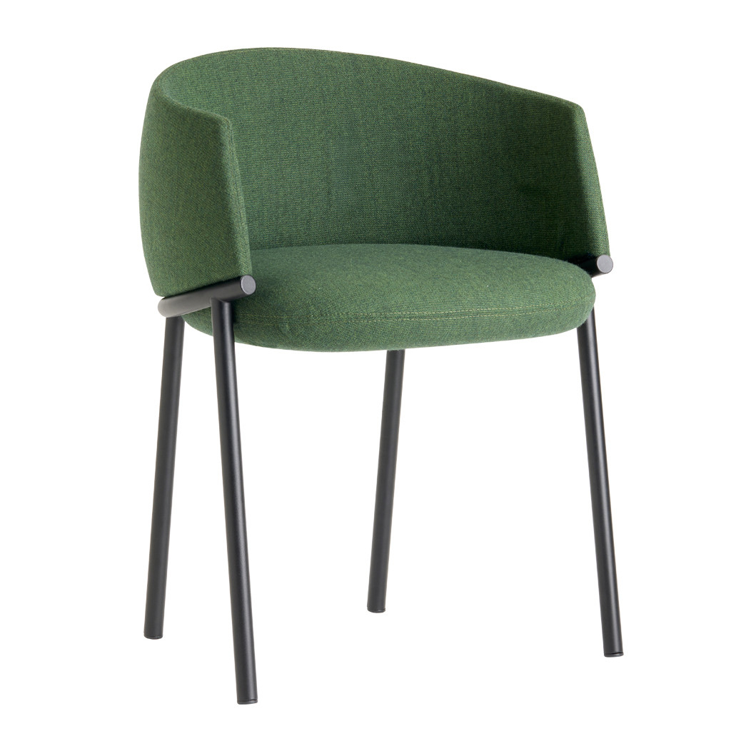 Upholstered metal armchair Koala