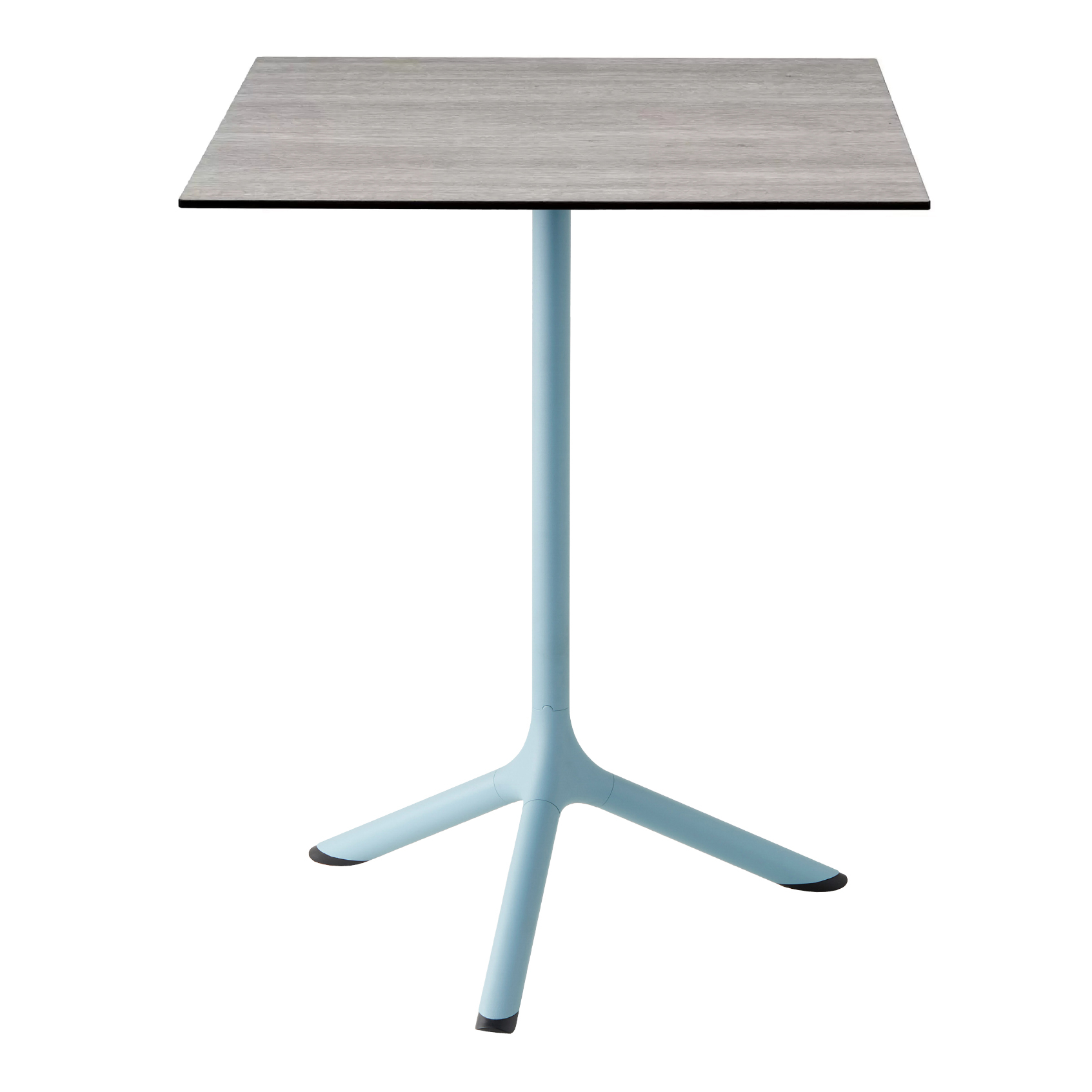 Mesa cuadrada de metal con tablero de HPL