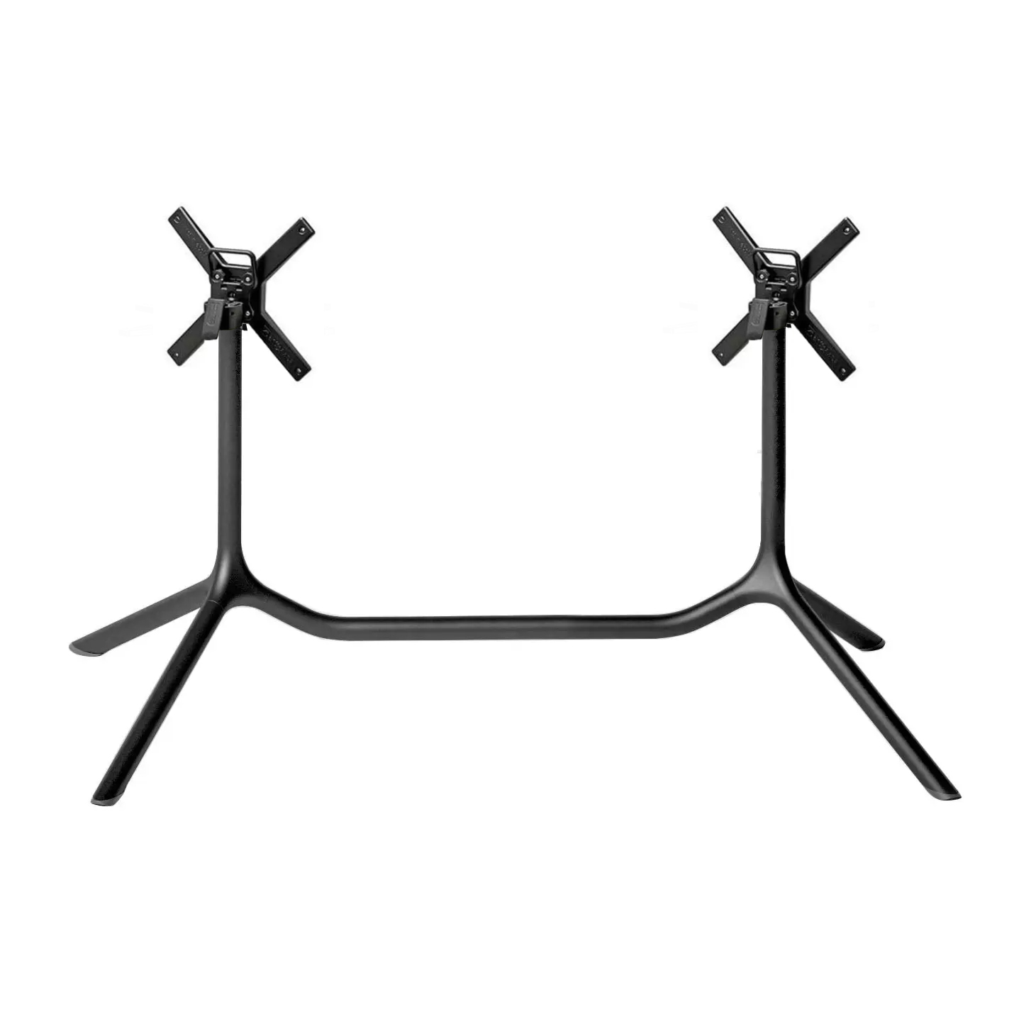 Double table base with folding mechanism