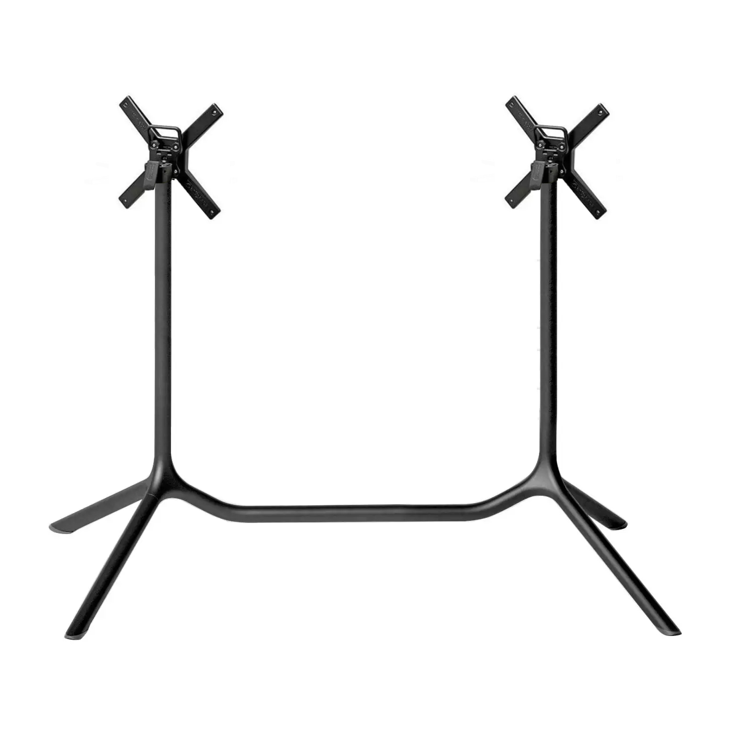 Double high steel table base with folding mechanism