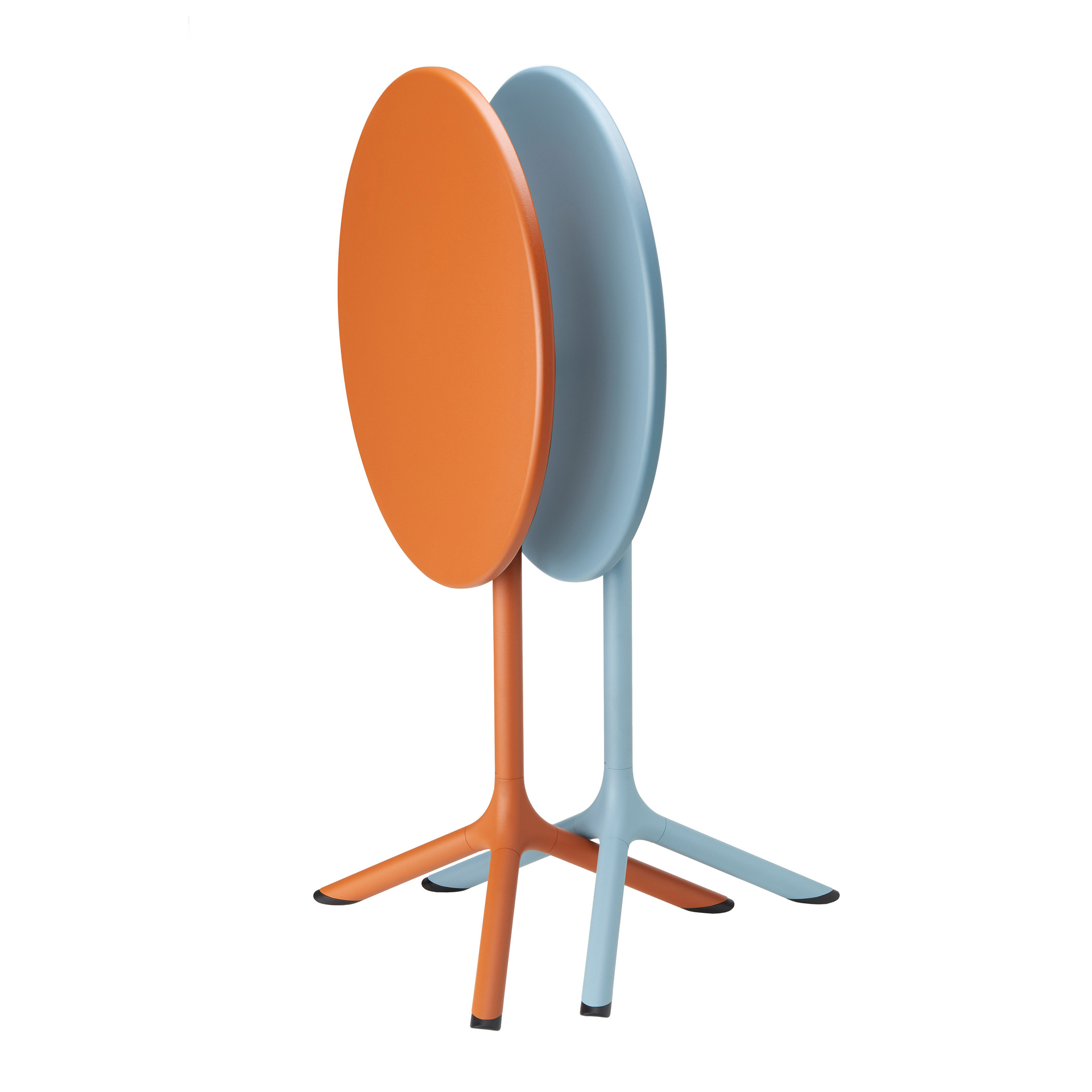 Three-spoke folding round Ø 23" metal table Tripe Steel 5570