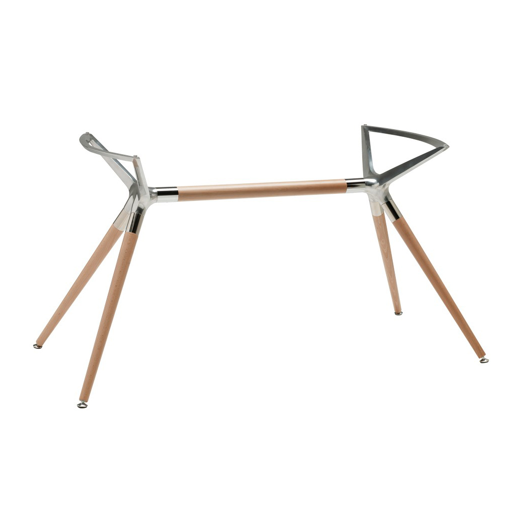 Base de mesa con patas de acero o haya y soporte de escuadras de aluminio Metropolis 7011 001
