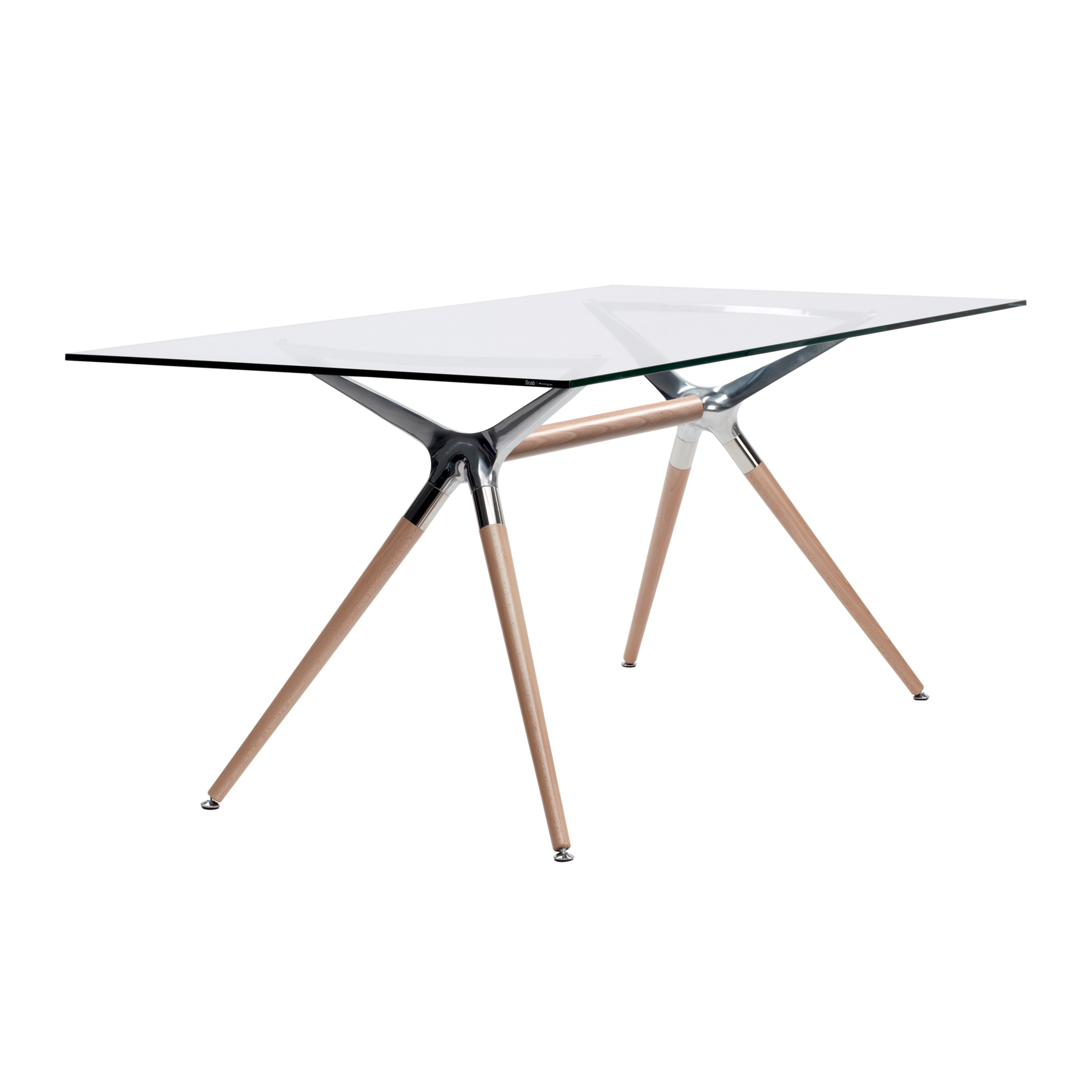 Base de mesa con patas de acero o haya y soporte de escuadras de aluminio Metropolis 7011 001