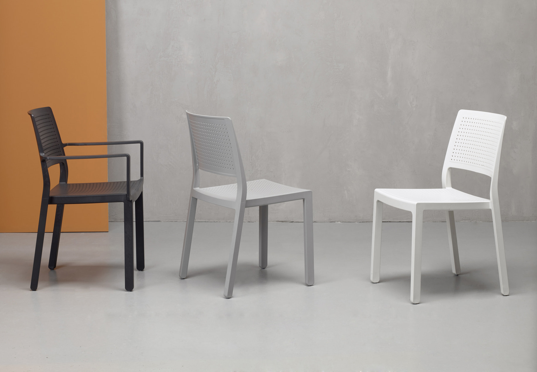 Technopolymer stackable chair with armrests B-2340 Kate
