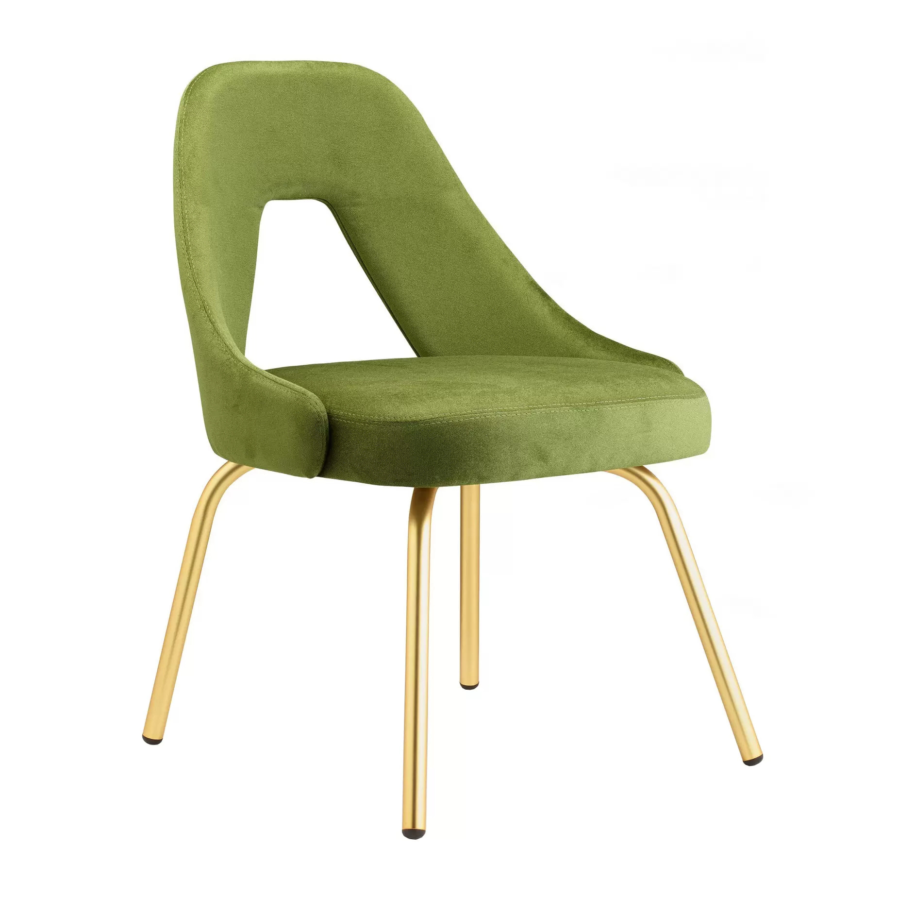 Upholstered chair in fabric with satin brass steel frame A-2808 Me