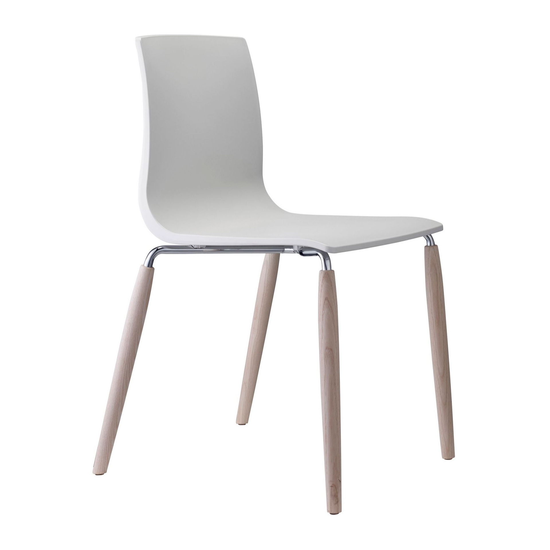 Loft chair with technopolymer shell and wooden legs A-2823 Natural Alice