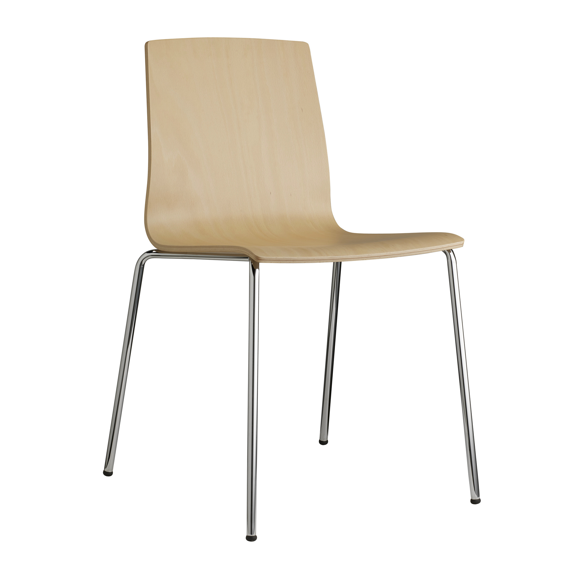 Stackable plywood chair with metal frame