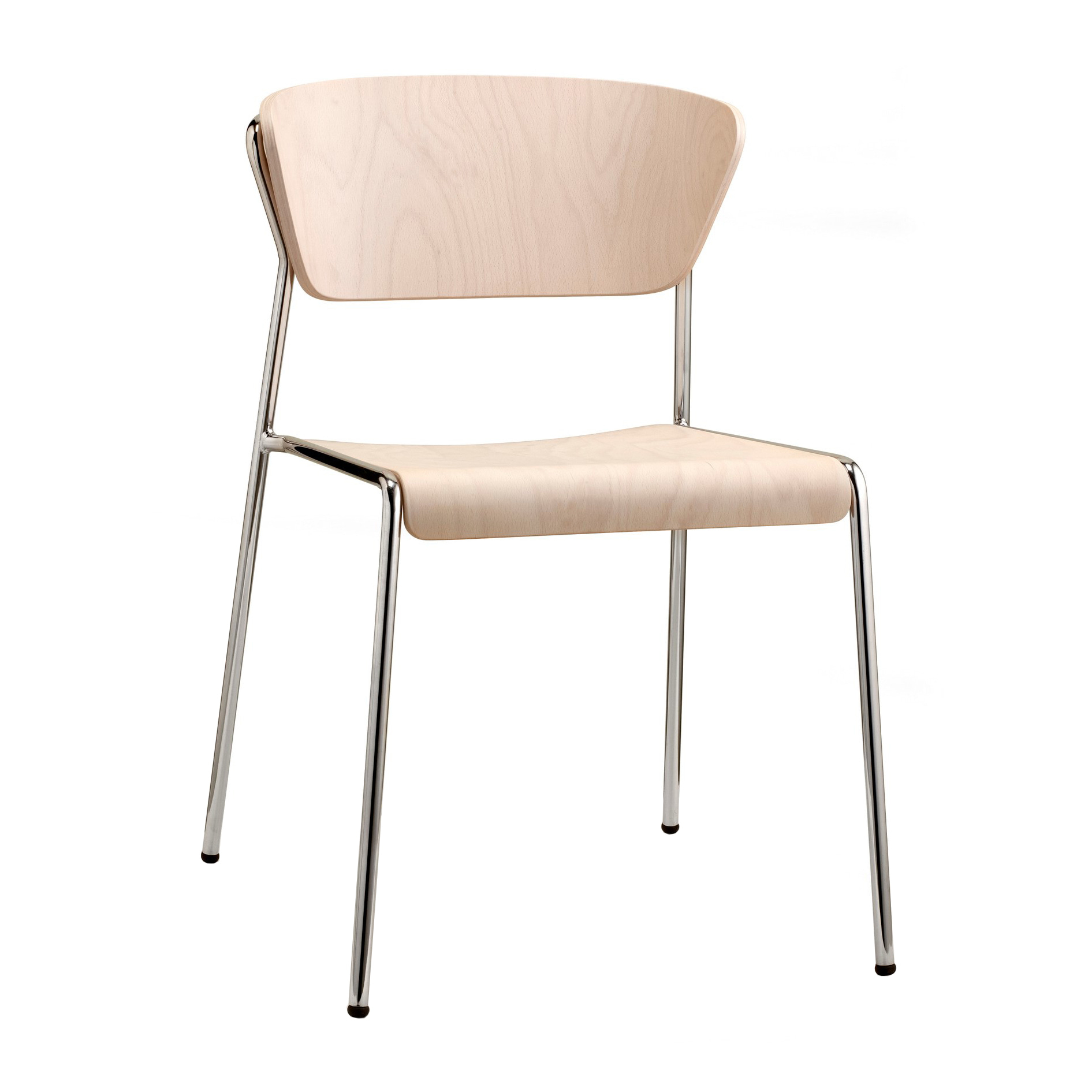 Stackable chair with steel frame and shell in beech or oak A-2852 Lisa Wood