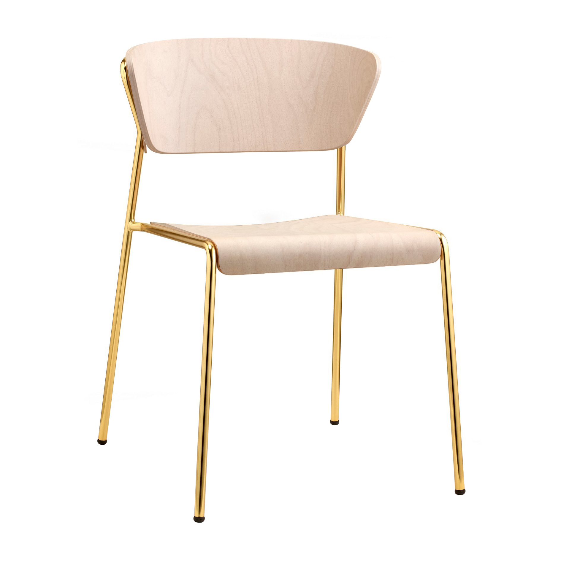 Stackable chair with steel frame and shell in beech or oak A-2852 Lisa Wood