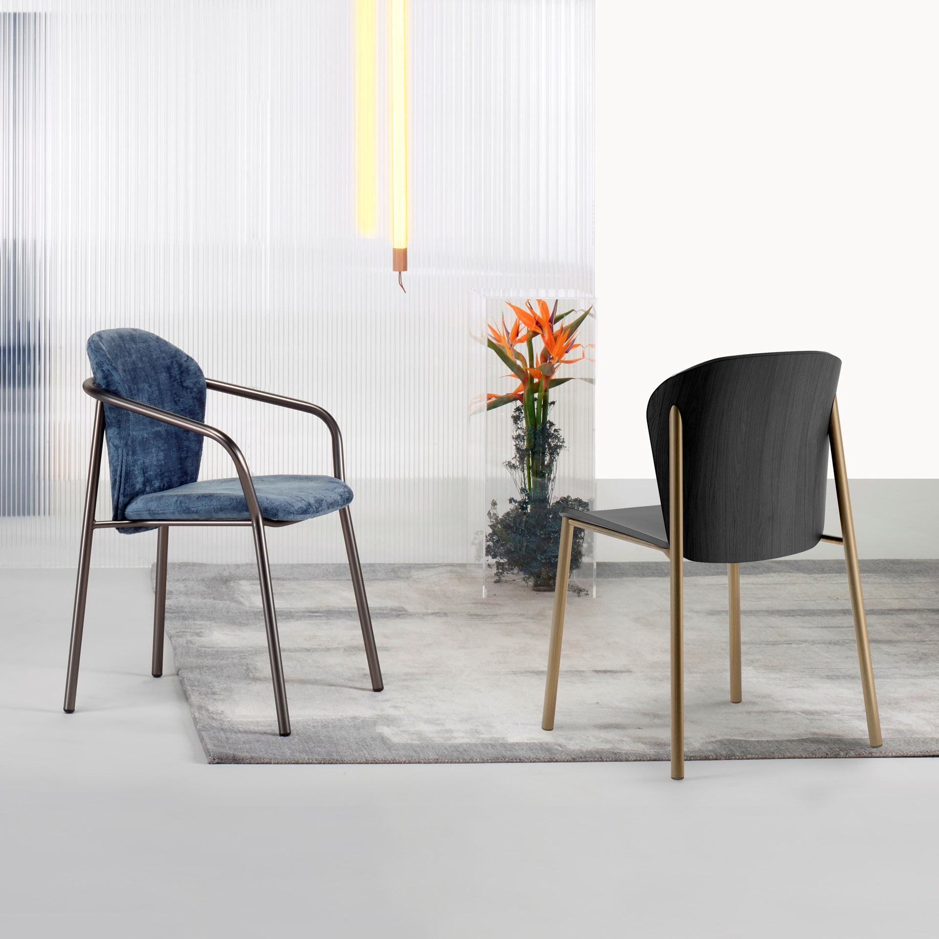 Upholstered chair with metal frame A-2893 Finn