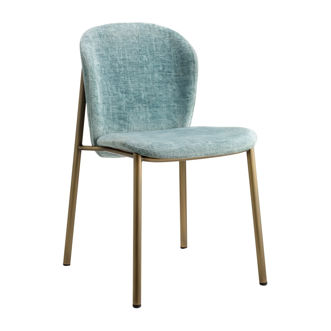 Upholstered chair with metal in bronze