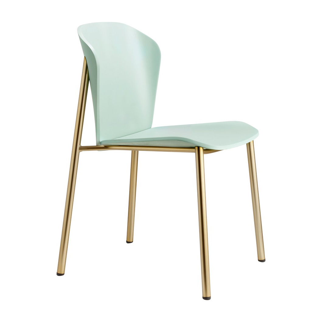 Wooden chair with metal in gold
