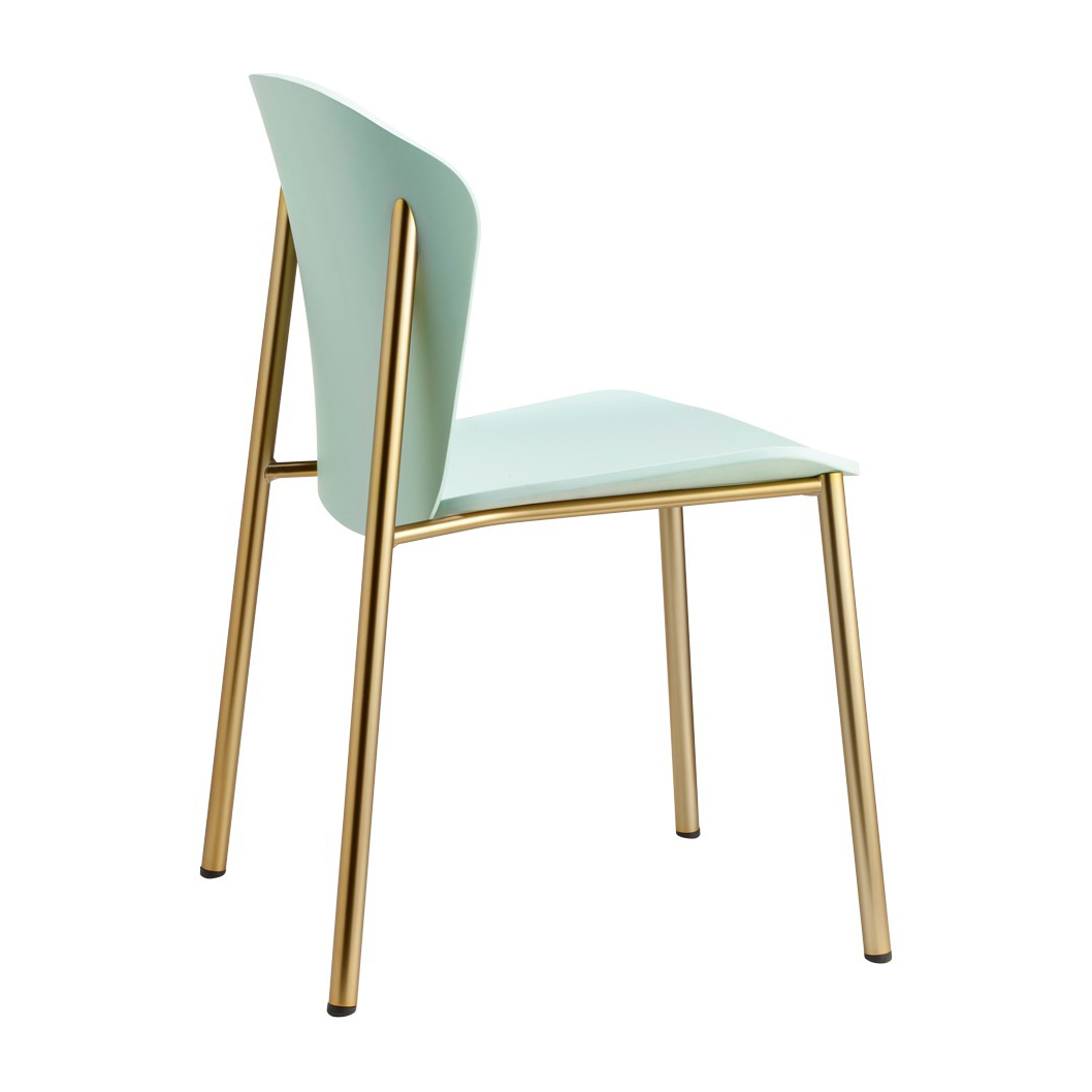 Chair with wooden shell and metal frame in matt gold finish A-2897 Finn Metal