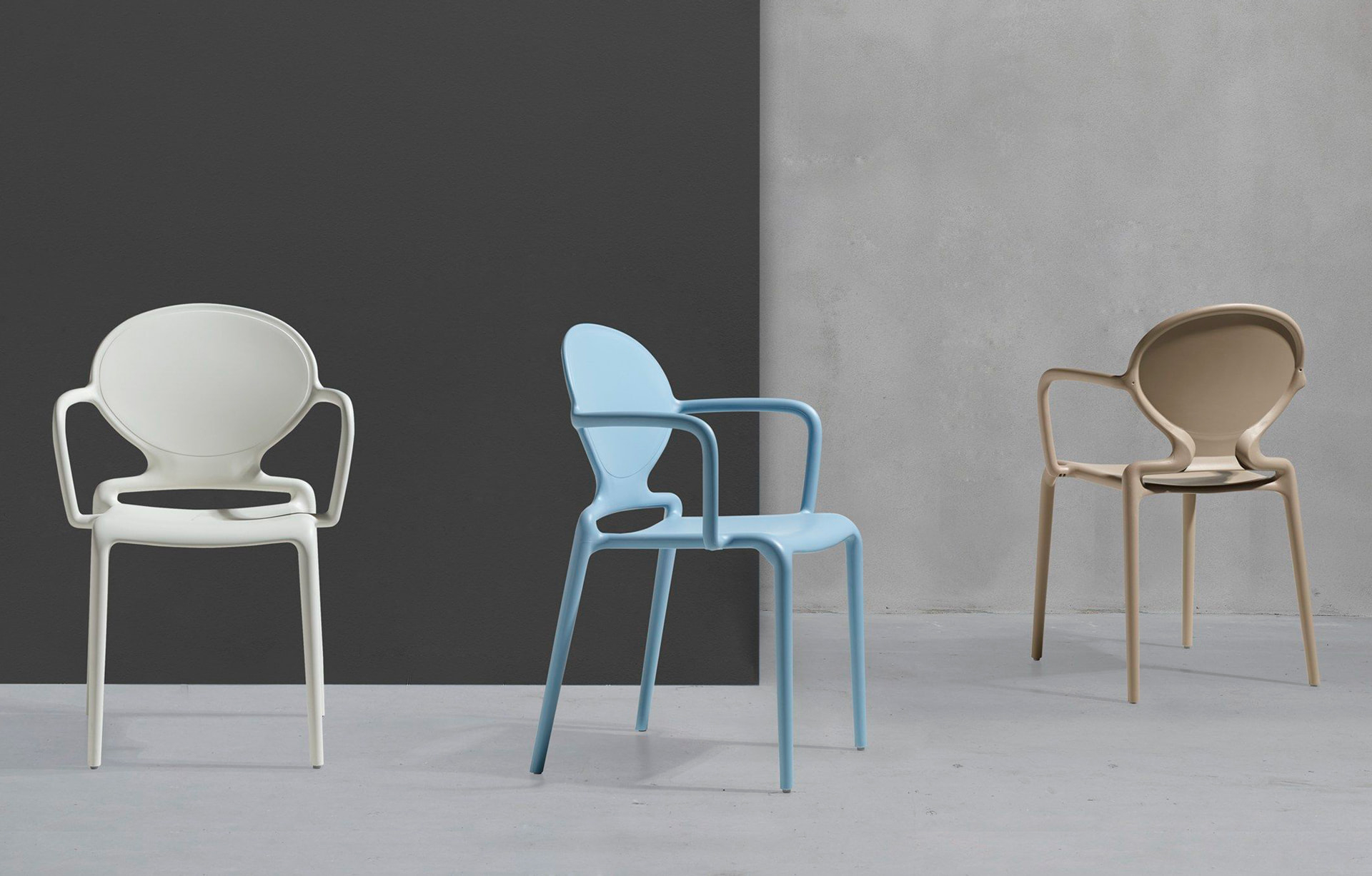 Technopolymer stackable chair with armrests B-2314 Gio