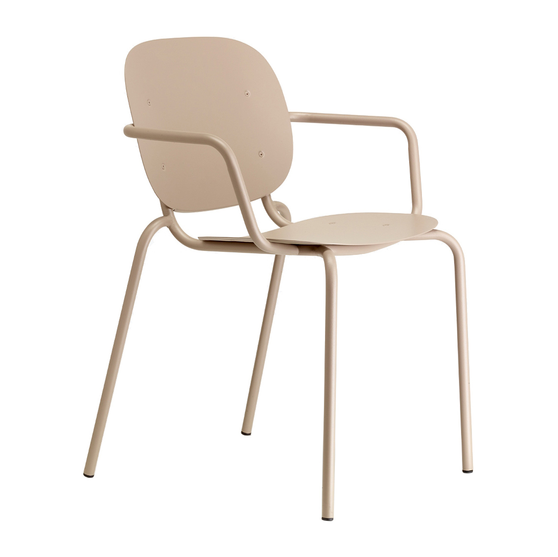 Metal stackable chair with armrests