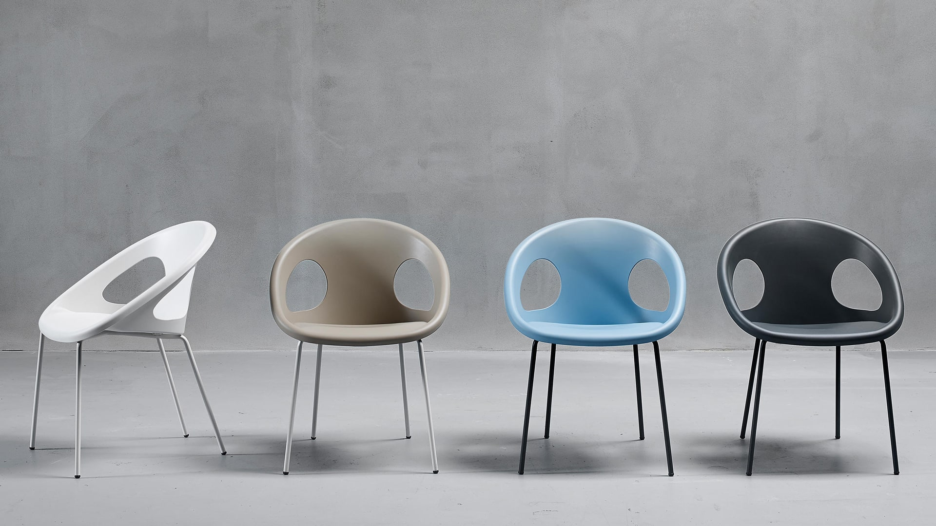 Modern chair with legs in steel and technopolymer shell B-2682 Drop