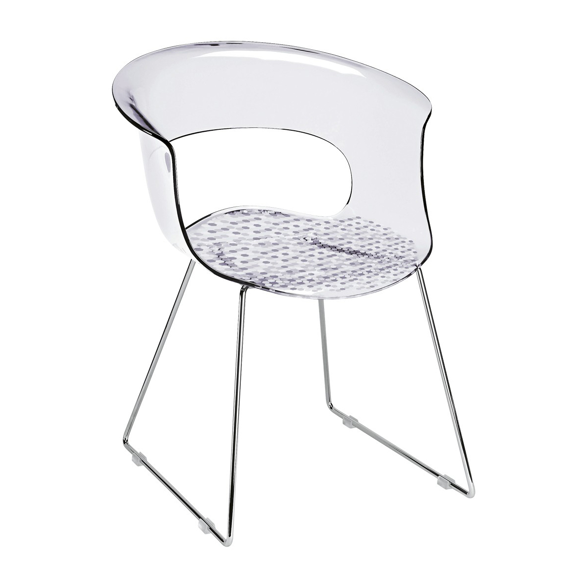 Transparent polycarbonate chair with steel sled base B-2691 Miss B