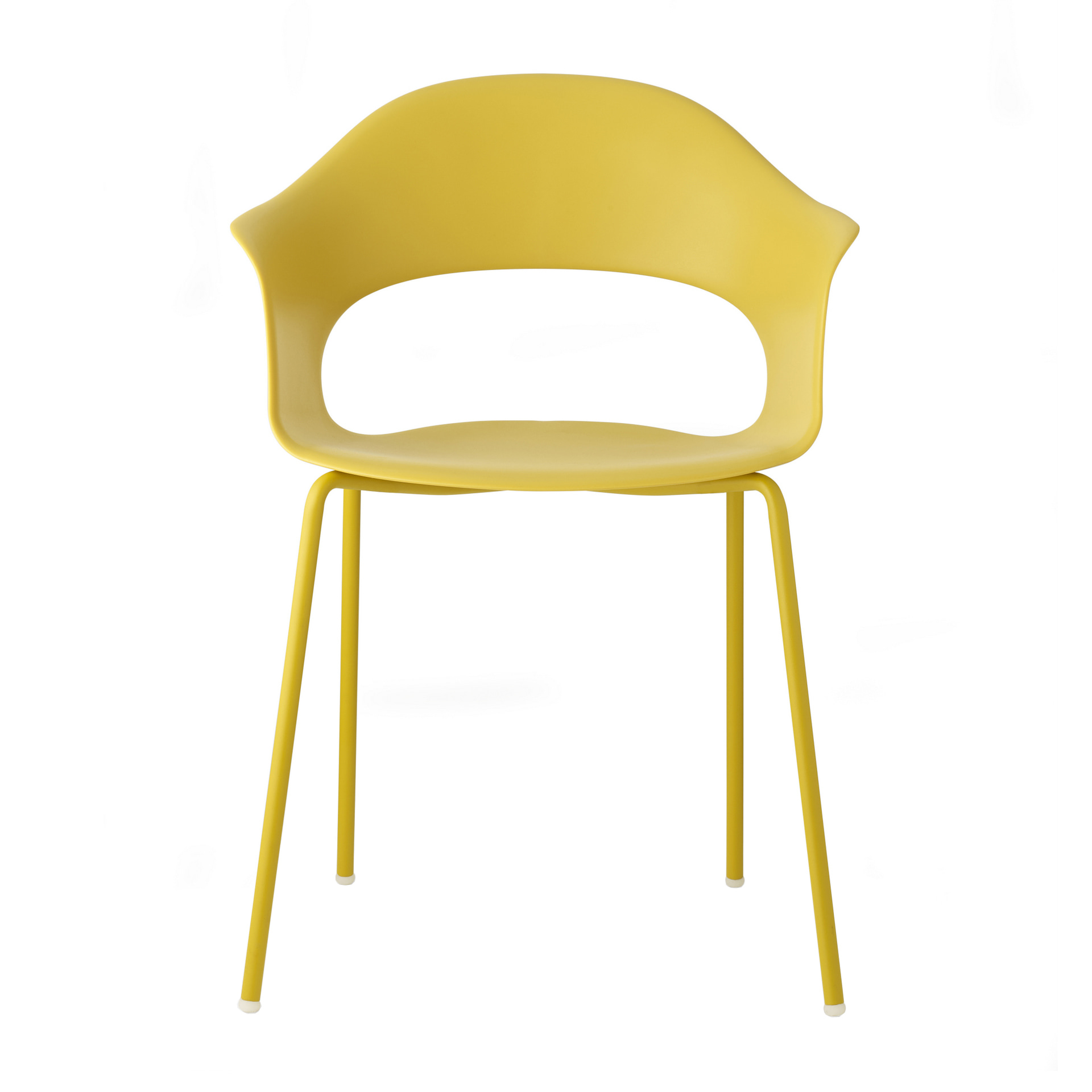 Stackable armchair with plastic shell and metal legs B-2696 Lady