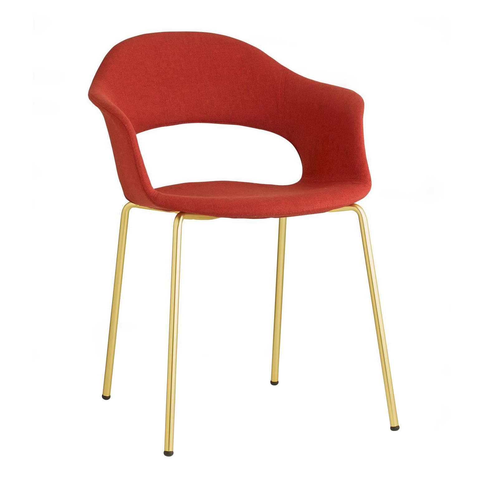 Upholstered chair with metal in brass