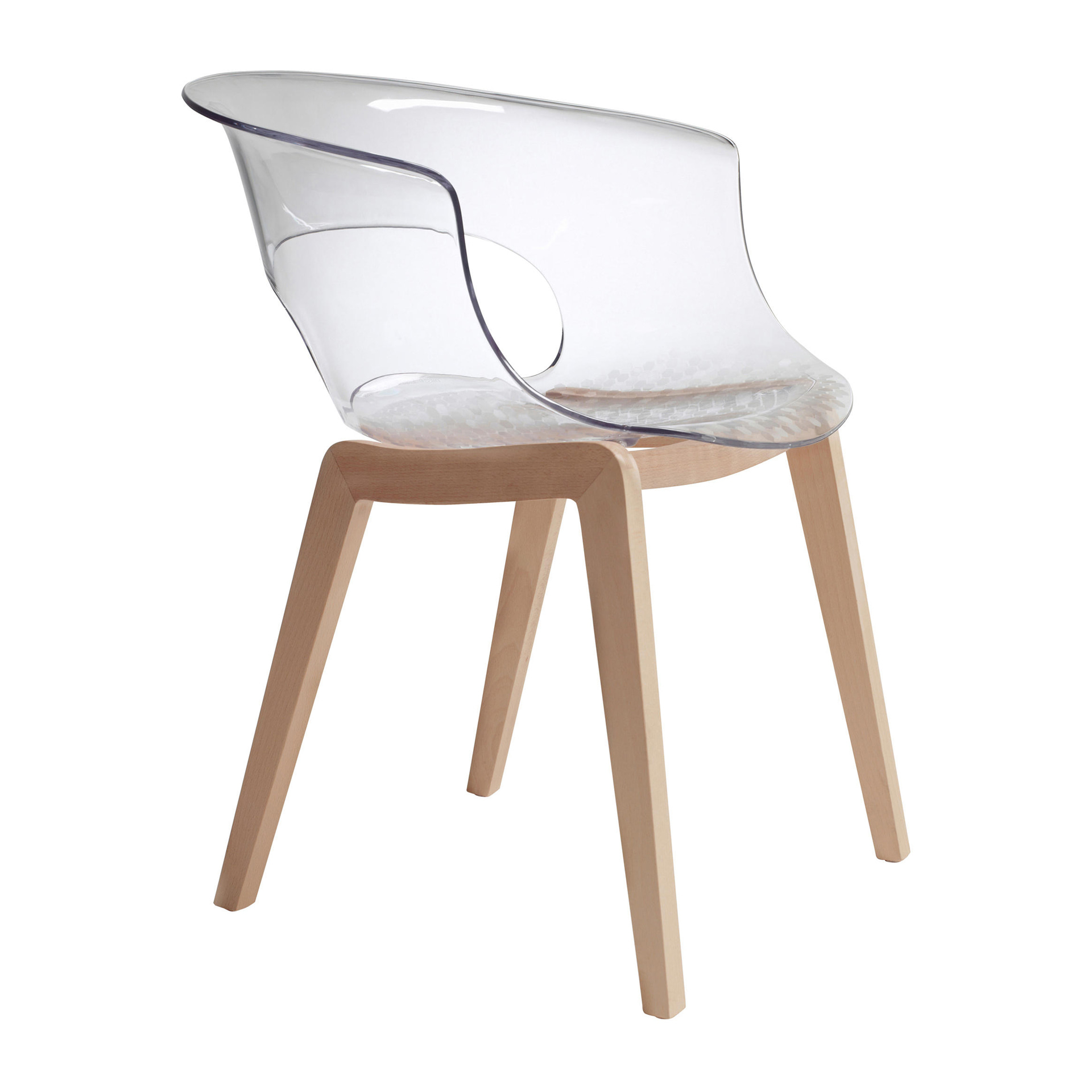 Chair made of polycarbonate with beech frame B-2800 Natural Miss B