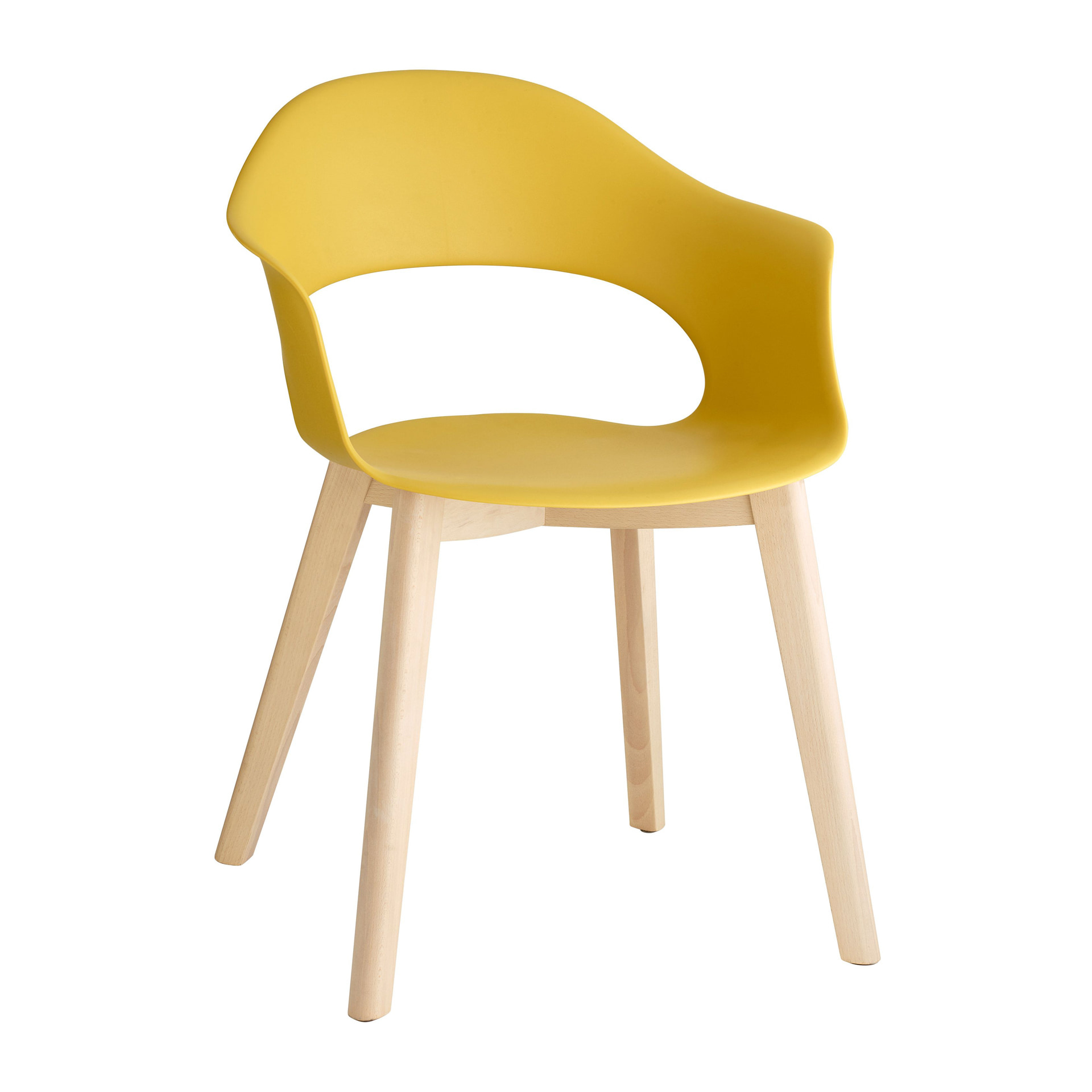 Chair with technopolymer shell and beech frame B-2843 Natural Lady B