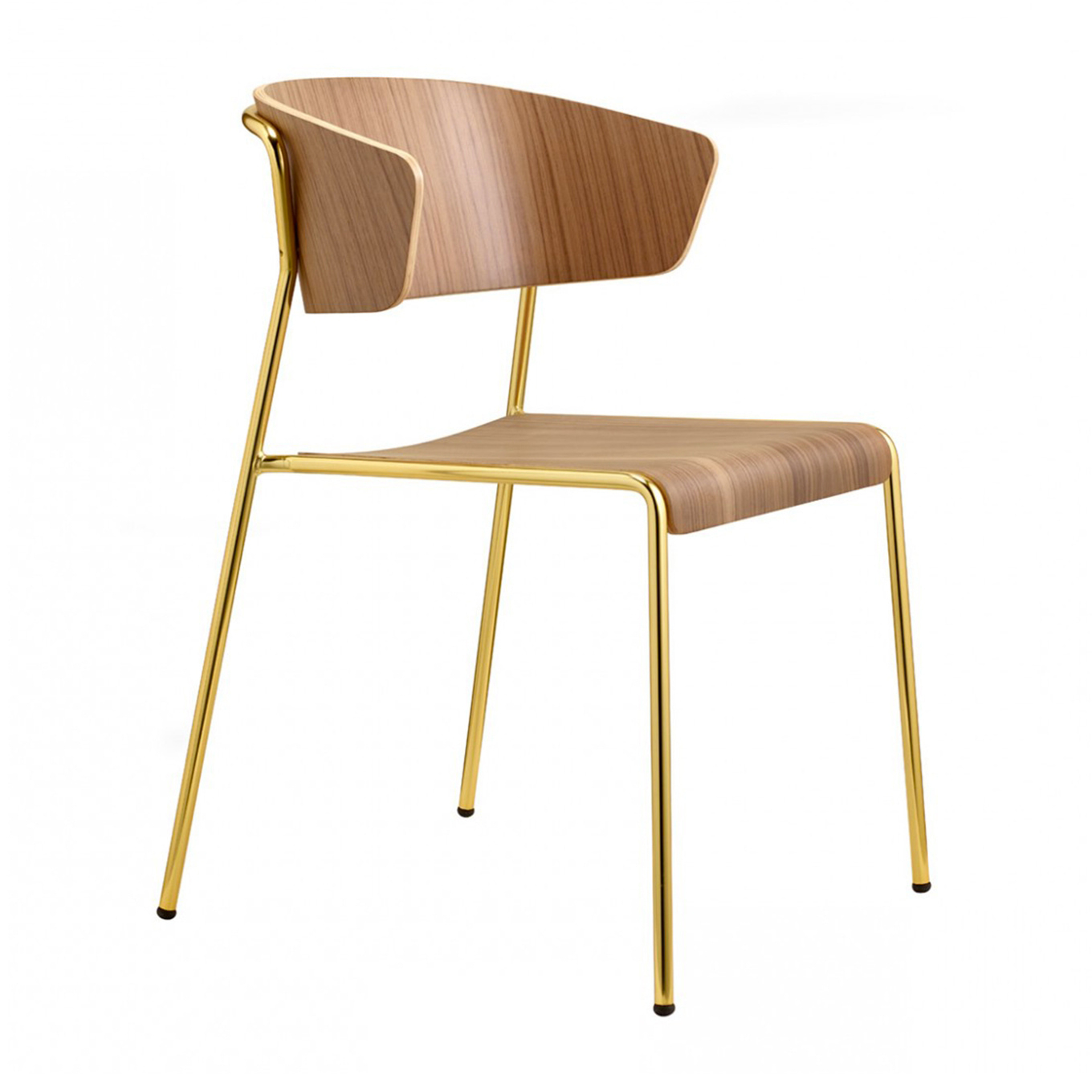 Wooden chair with a brass metal frame