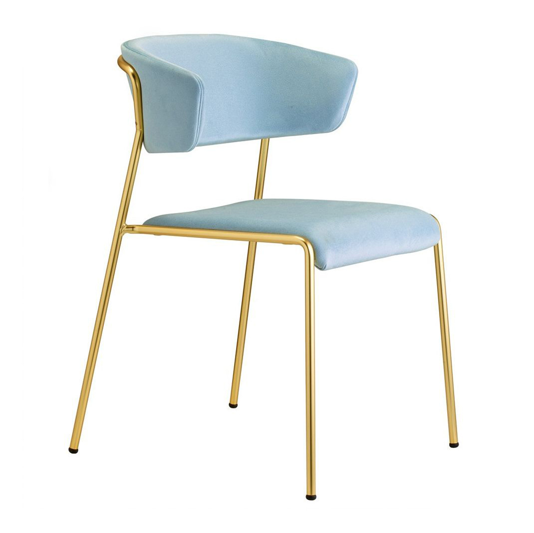 Dining upholstered chair with brass steel frame B-2851 Lisa