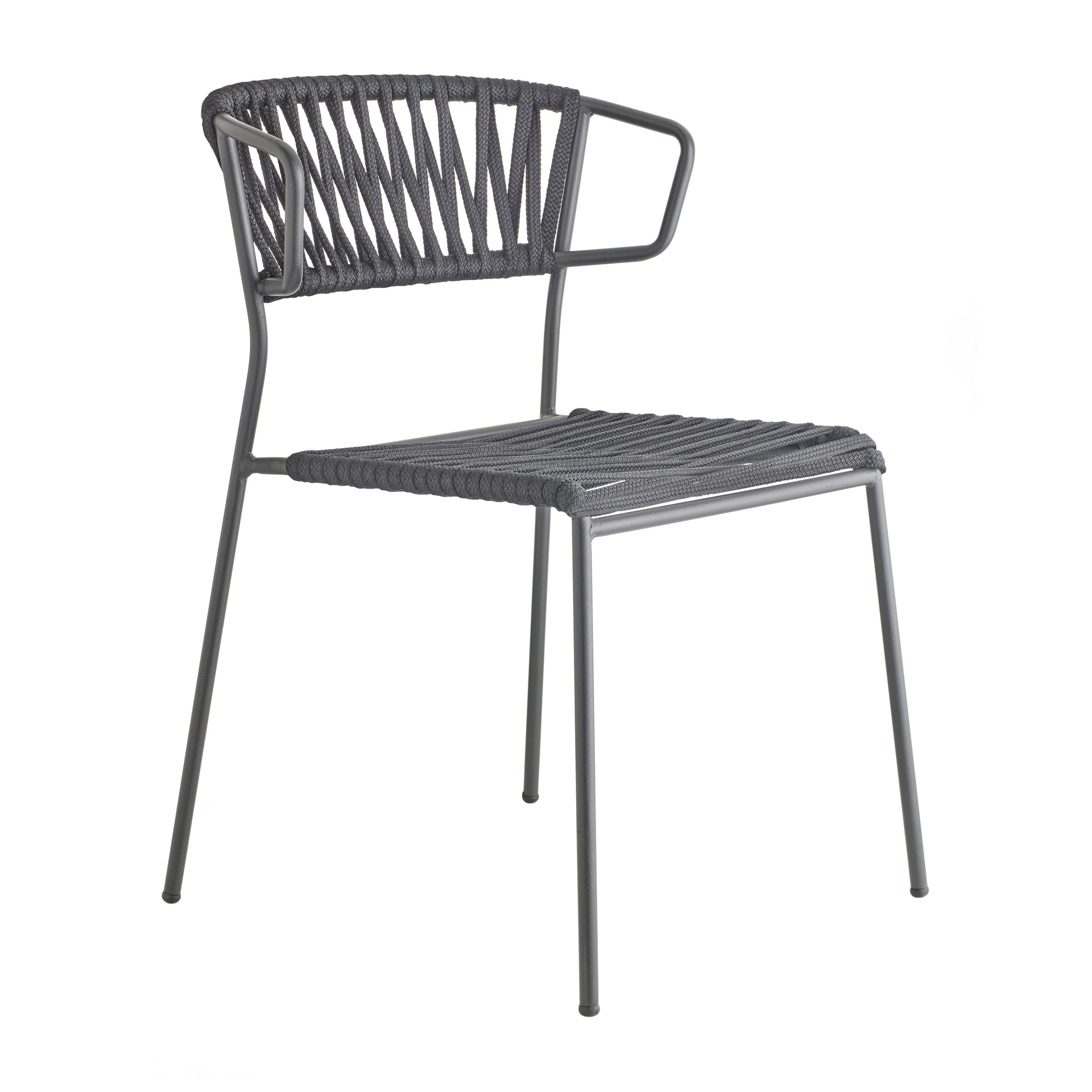 Stackable outdoor chair in steel and woven nautical rope B-2869 Lisa Filo