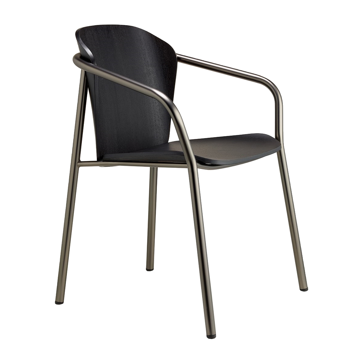 Armchair in wood with metal frame