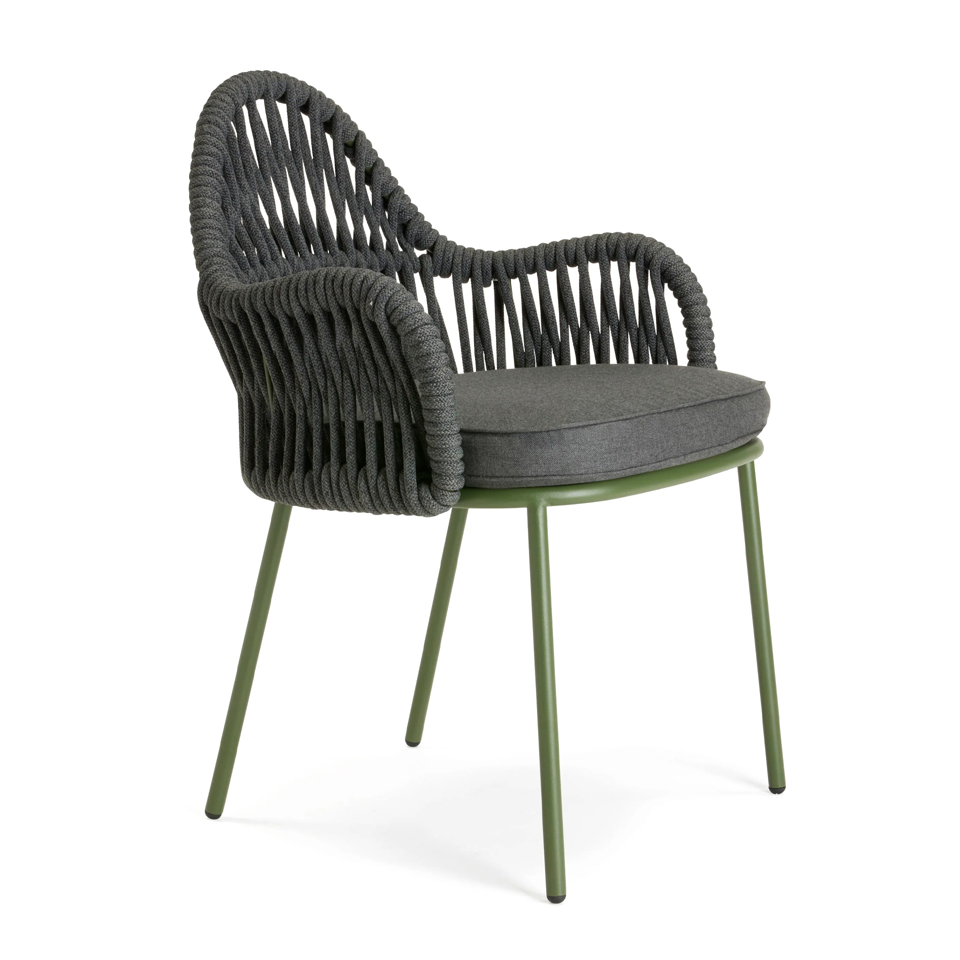 Outdoor armchair in steel and nautical rope