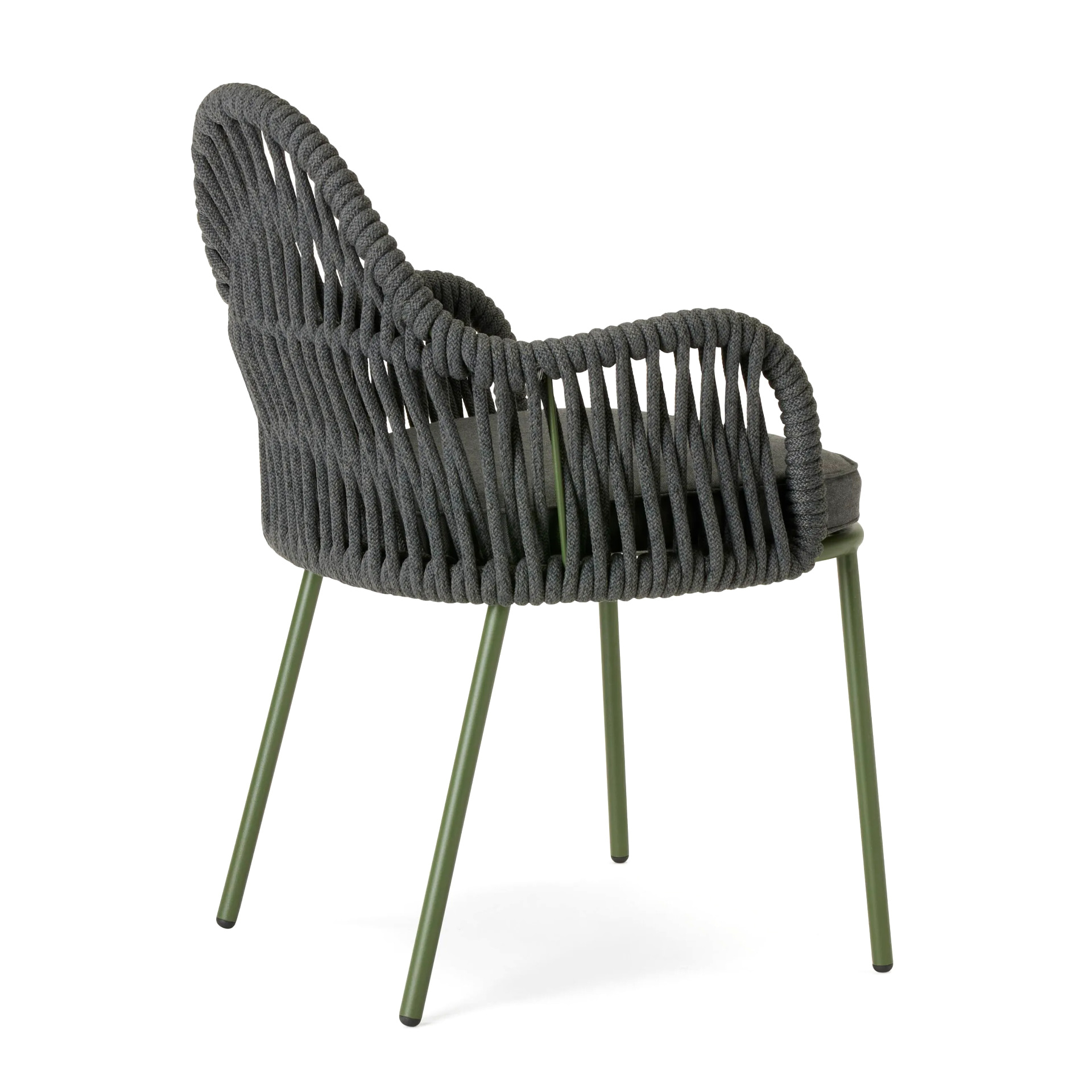 Outdoor steel armchair with nautical rope back B-Malvasia Riviera
