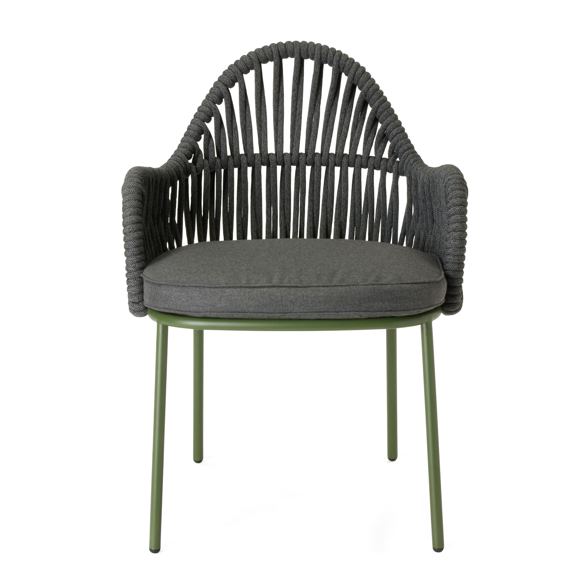 Outdoor steel armchair with nautical rope back B-Malvasia Riviera