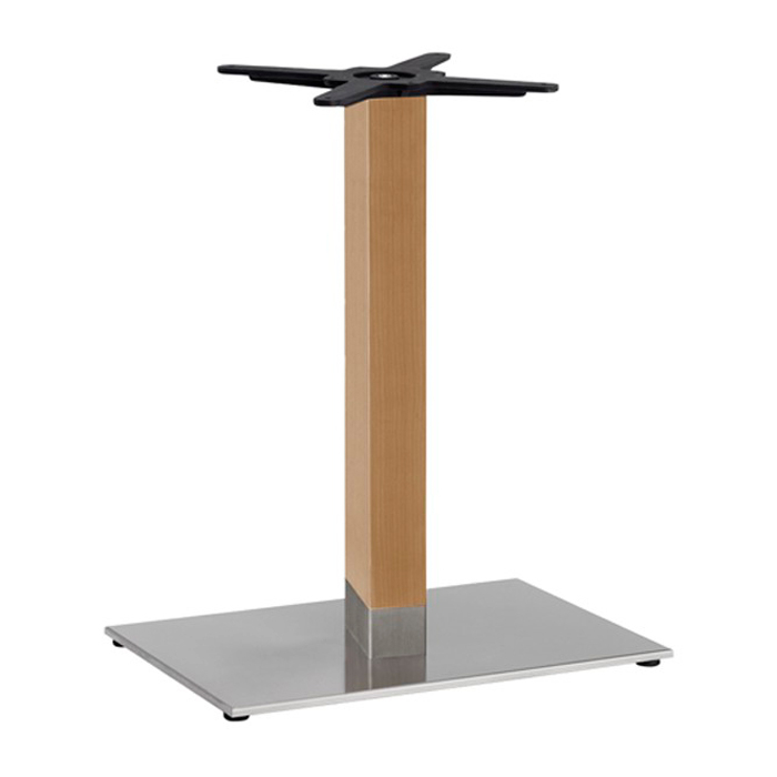 Wooden table base with metal