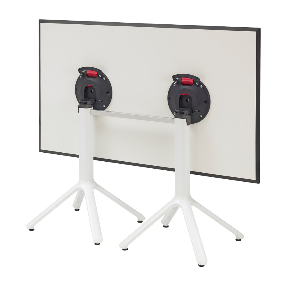 Double metal table base with folding mechanism