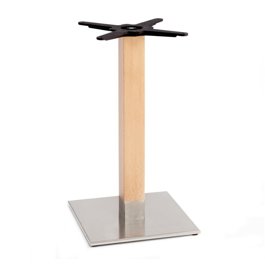 Beech wood square column table base with cast iron base Tiffany 5150