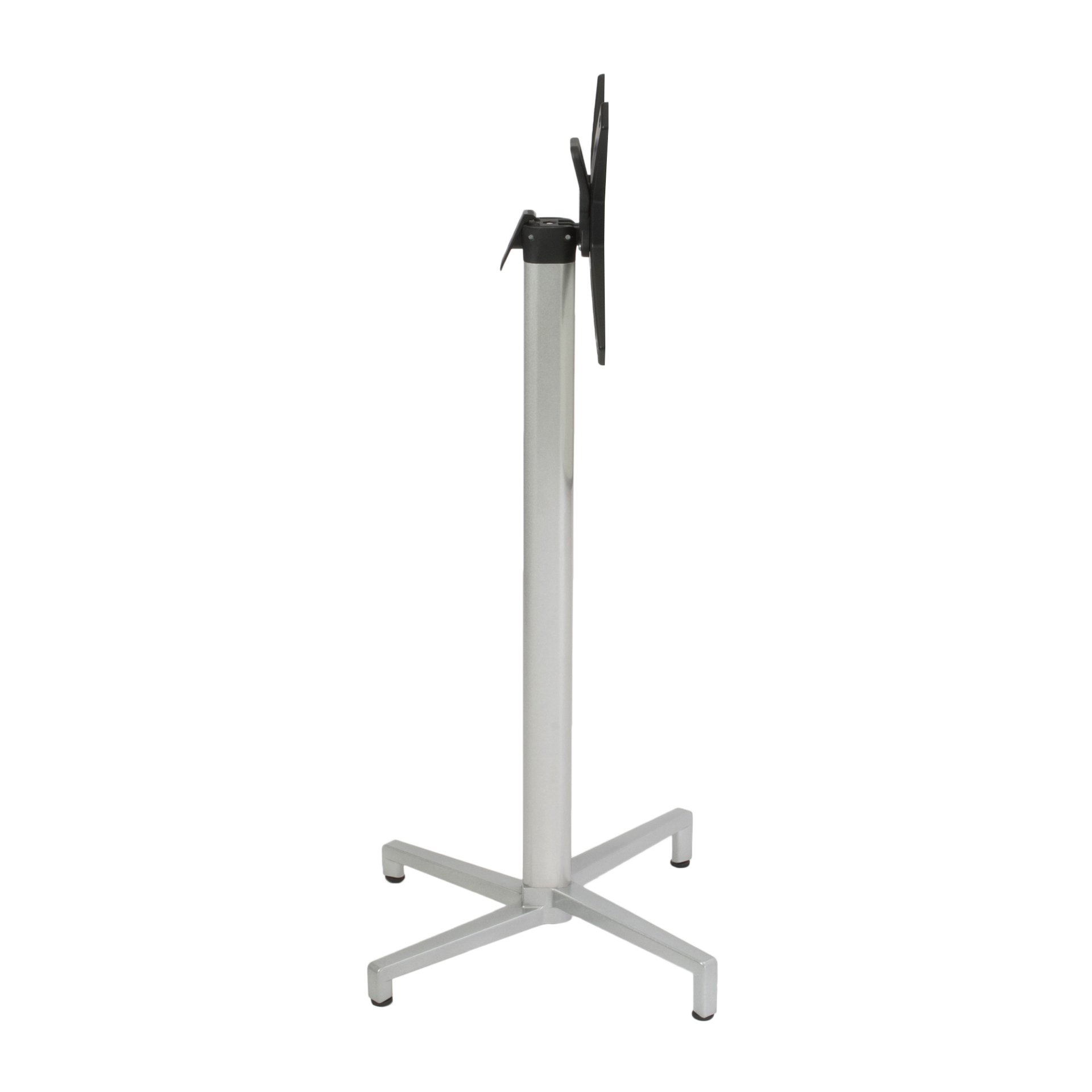 High metal table base with folding mechanism