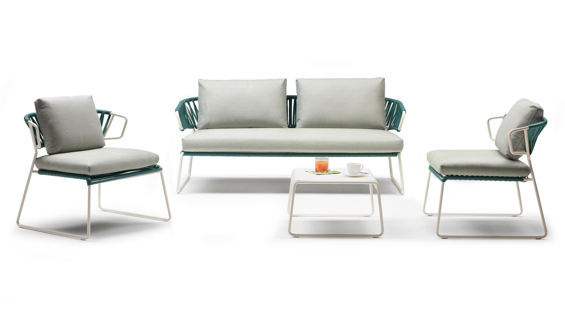 2/3 seater garden metal sofa with nautical rope back D-2884 Lisa Filo