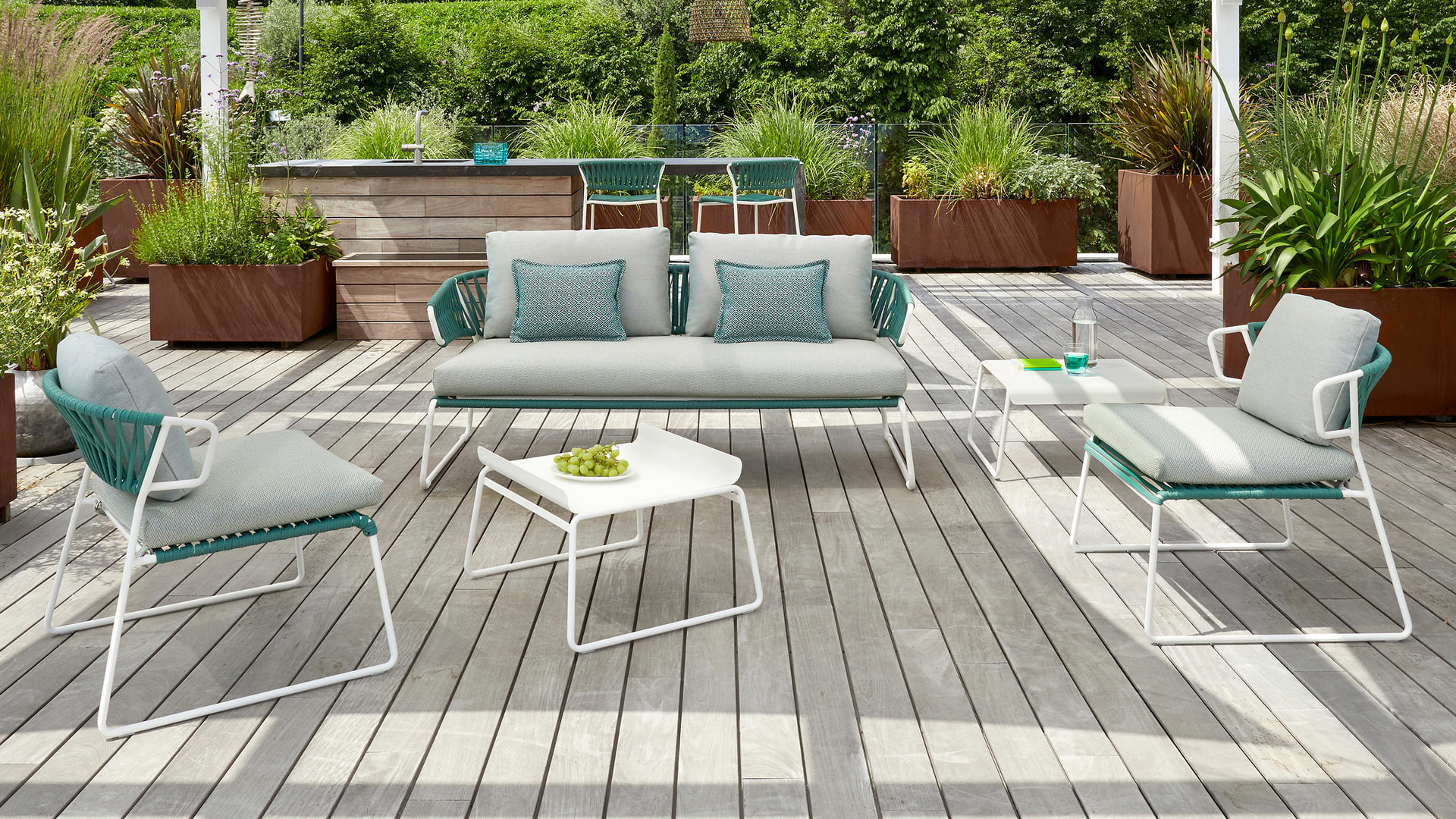 2/3 seater garden metal sofa with nautical rope back D-2884 Lisa Filo