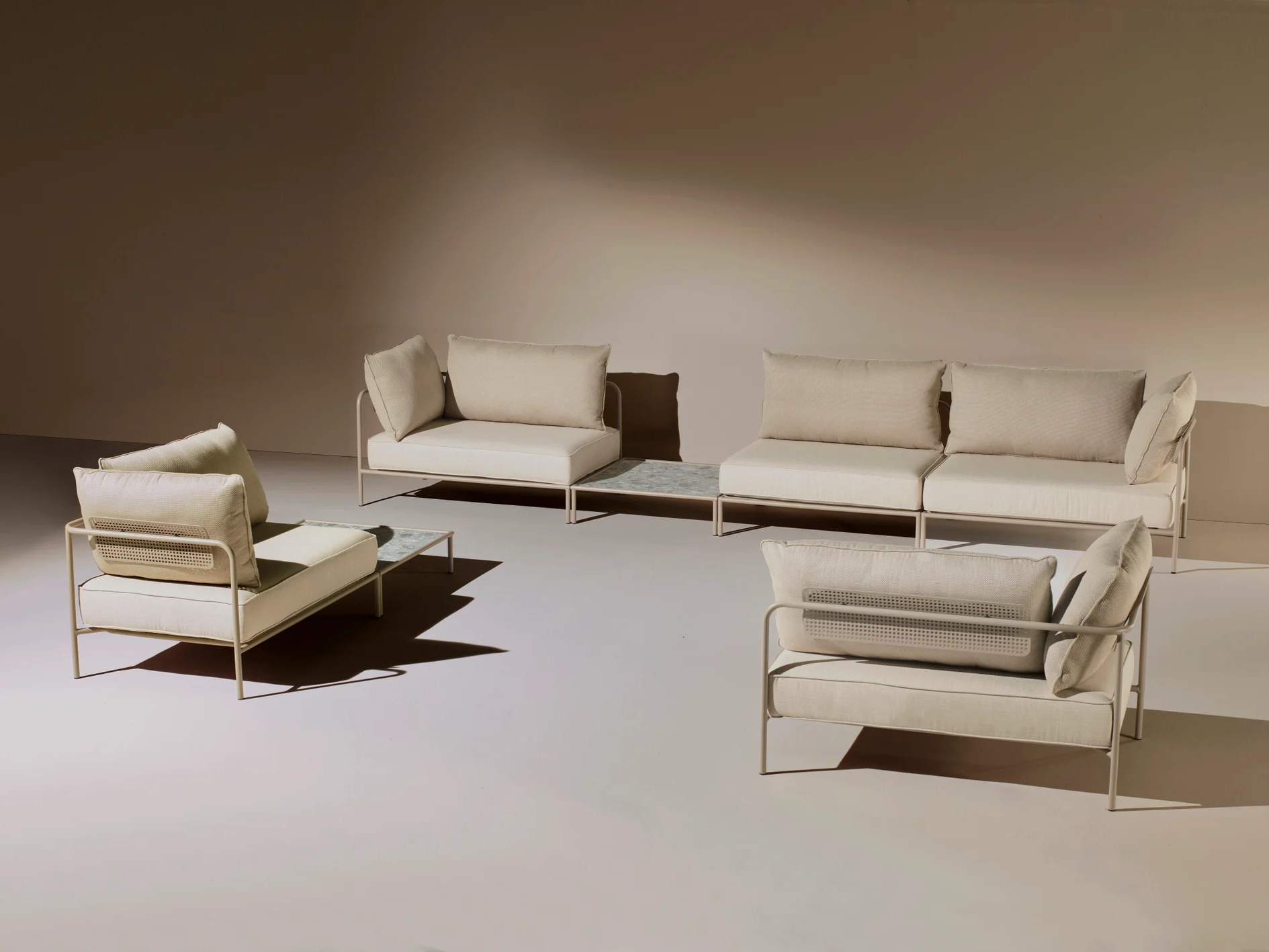 Modular 3-seater patio sofa with metal frame FLAP