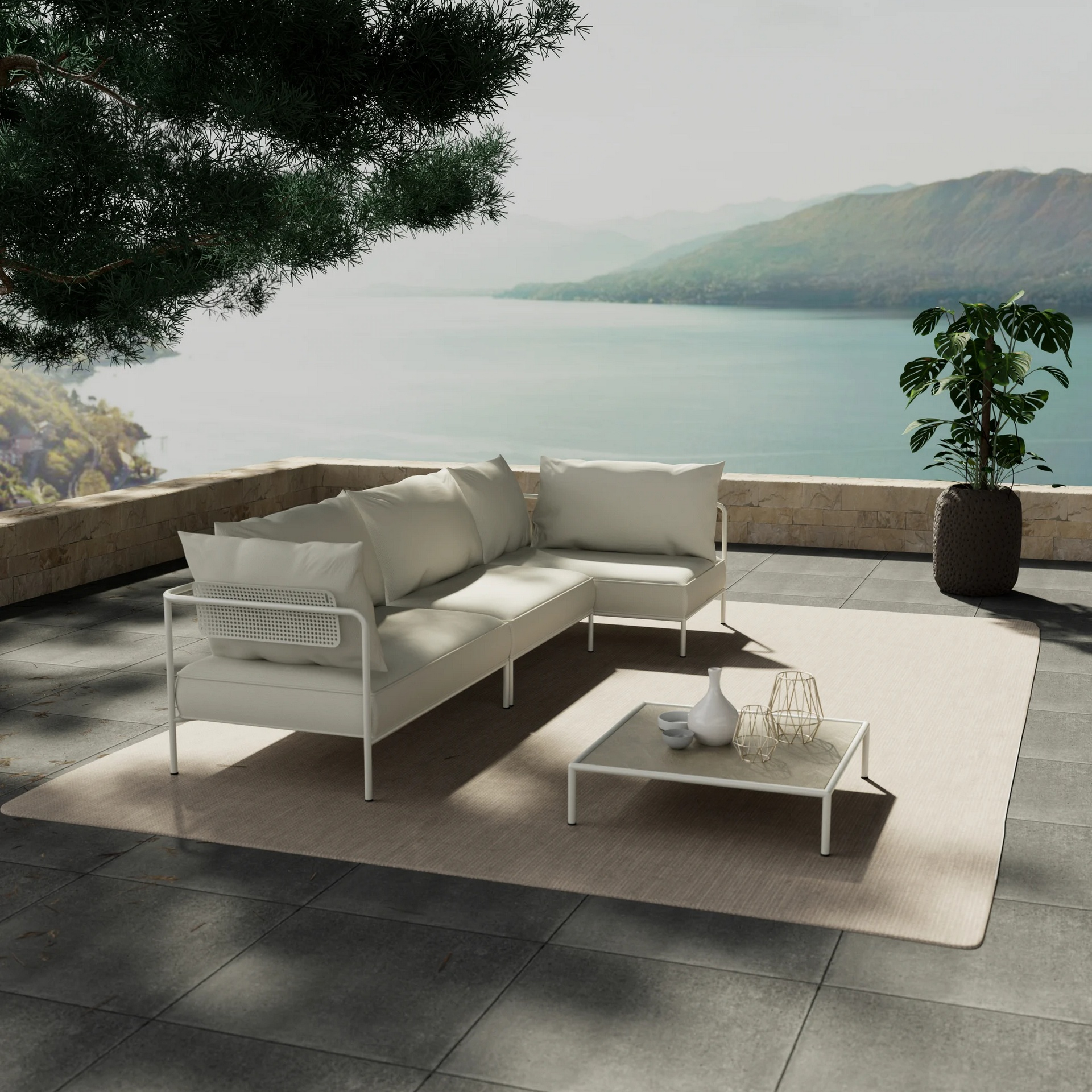 Modular 3-seater patio sofa with metal frame FLAP
