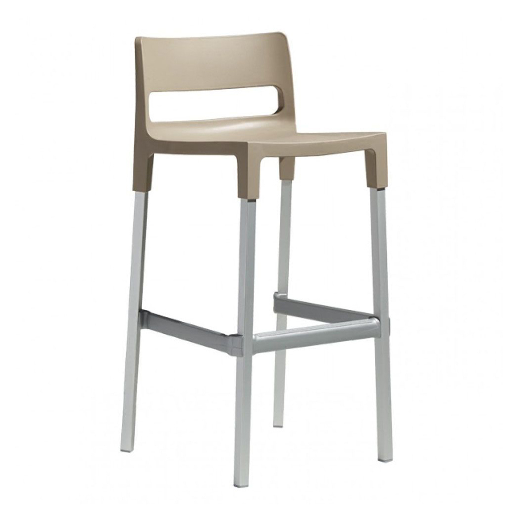 Plastic bar stool with aluminum frame