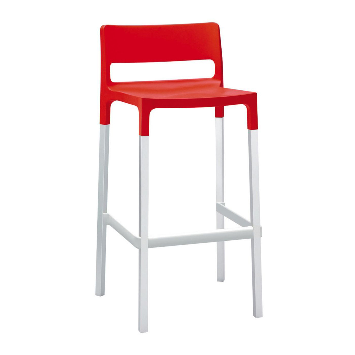 Bar stool with technopolymer shell and aluminum frame H-2210 Divo