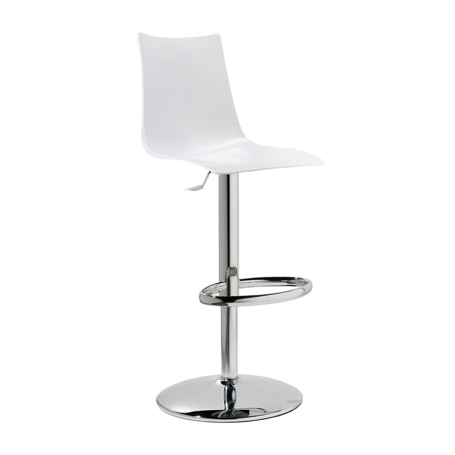 Height-adjustable swivel stool with polycarbonate seat and steel base H-2287 Zebra Up