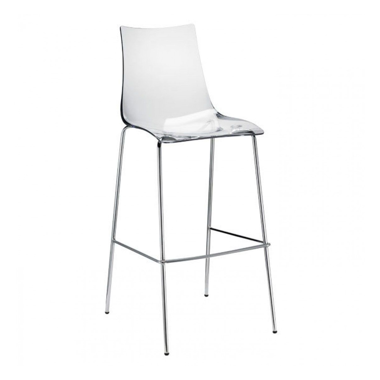 Bar stool with legs in steel and polycarbonate shell H-2545 Zebra