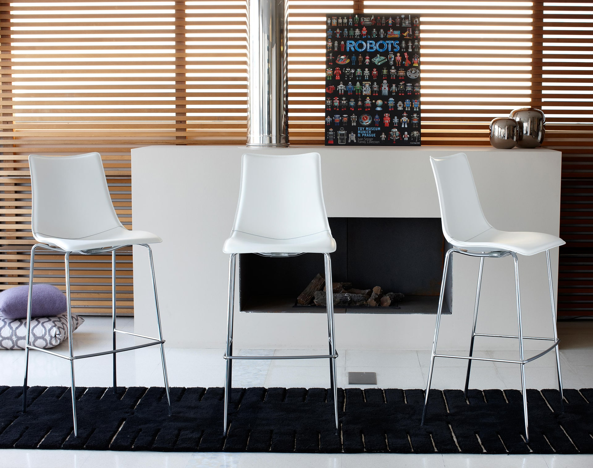Upholstered bar stool with steel frame H-2555 Zebra Pop