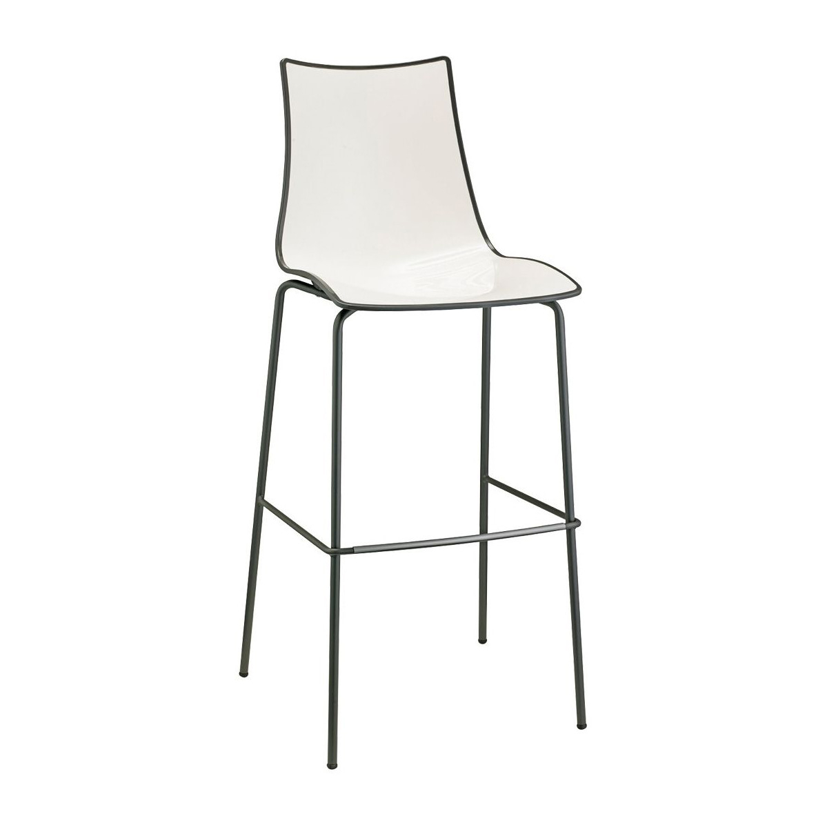 Plastic bar stool with steel frame