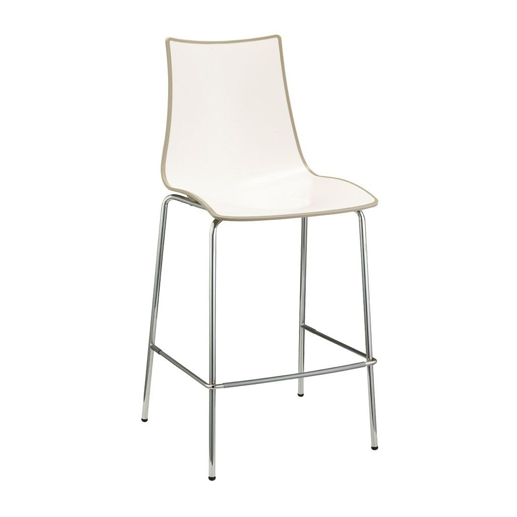 Bar stool mini with legs in steel and polymer shell H-2561 Zebra Bicolore