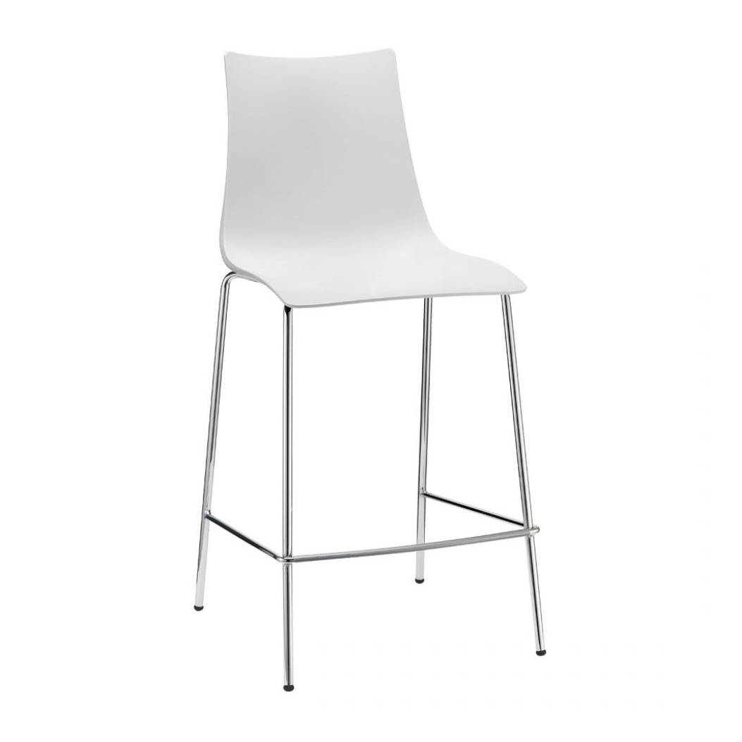Bar stool mini with legs in steel and technopolymer shell H-2566 Zebra