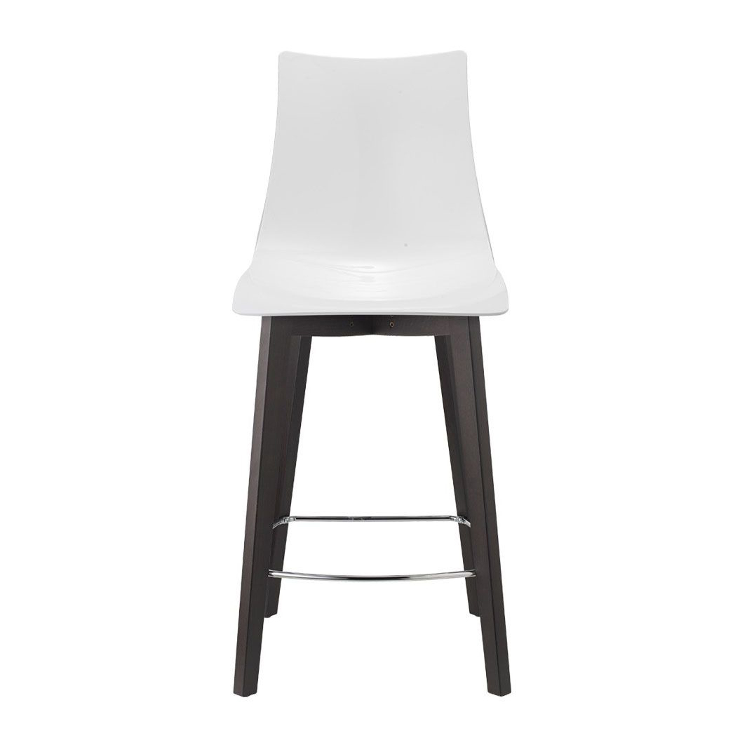 Bar stool mini with legs in beech and polycarbonate shell H-2811 Natural Zebra
