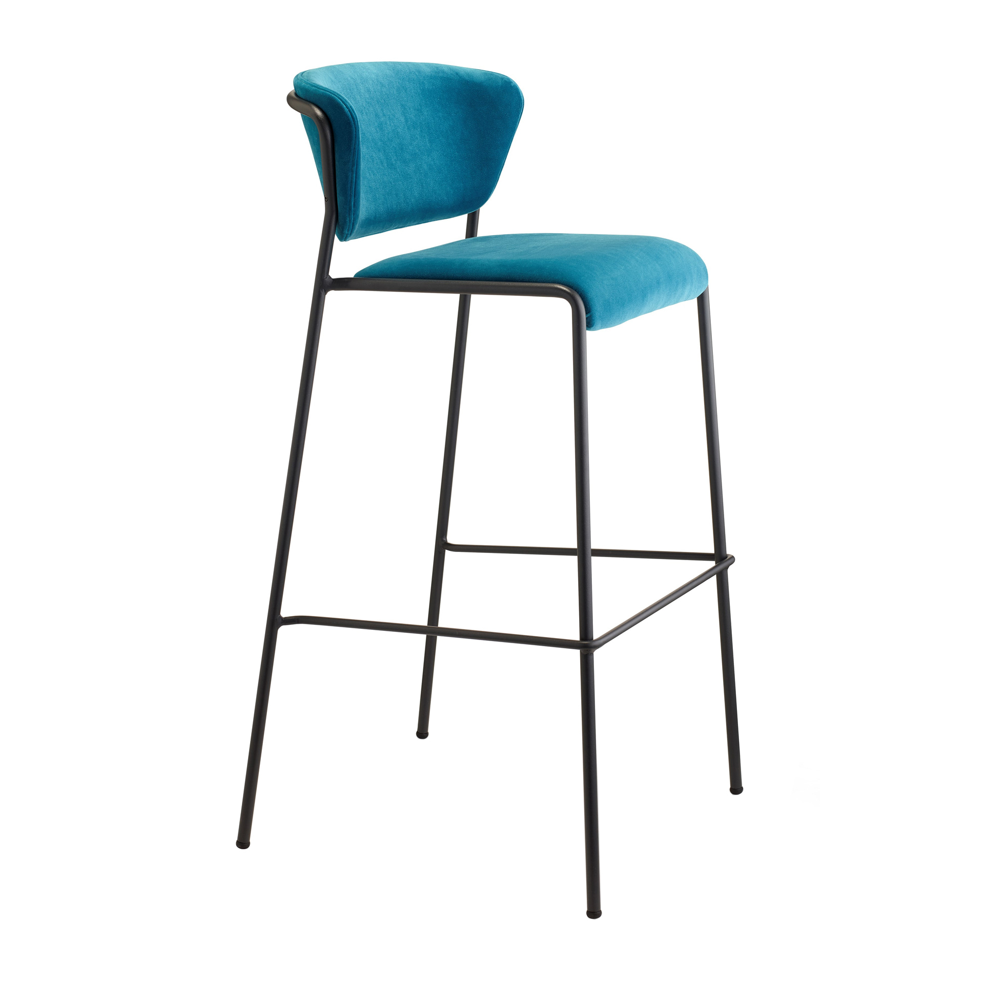Upholstered bar stool with metal frame